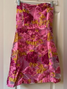 Showpo Strapless Dress in Pink and Yellow - NEW
